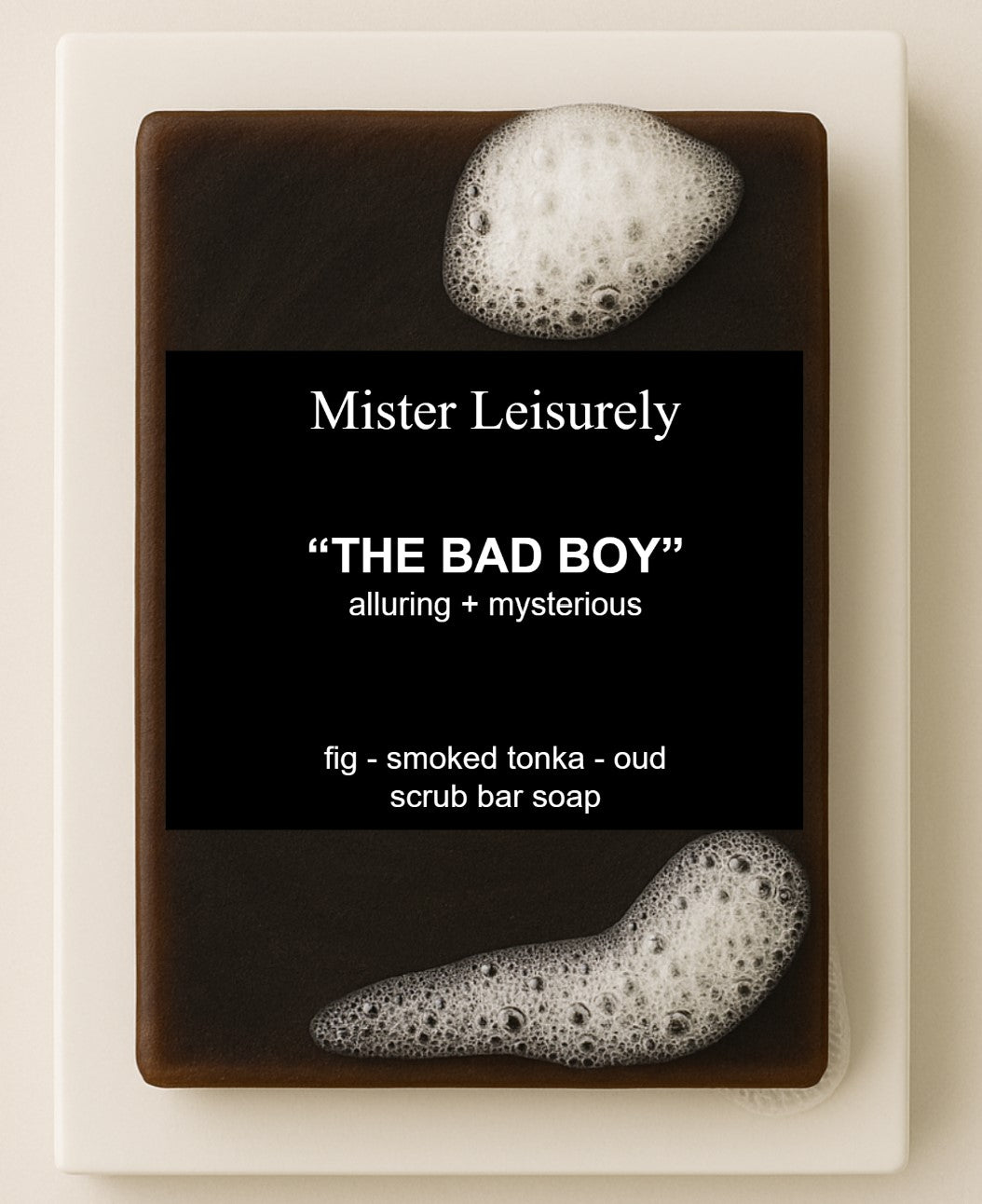 "The Bad Boy" scrub bar soap - fig - smoked tonka  - oud